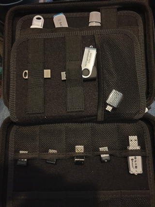 Organizer with USB sticks and Bluetooth adapters
